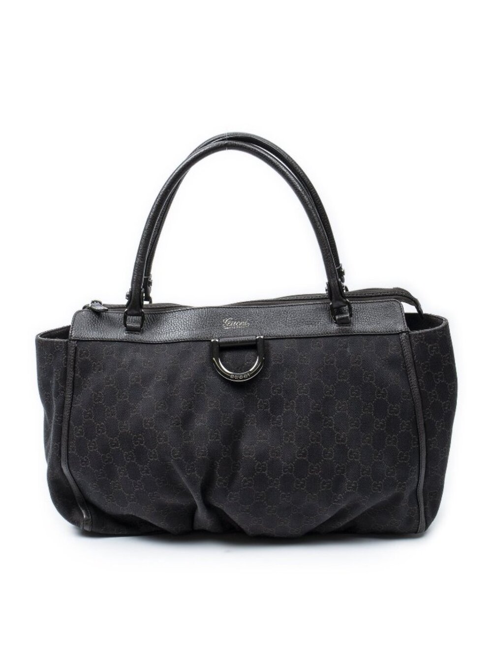 Gucci Large Abbey D Ring Tote Dark Brown GG Denim Canvas